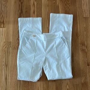 Ann Taylor White High Waisted Straight Leg Pants Gold Button Closure Size 2